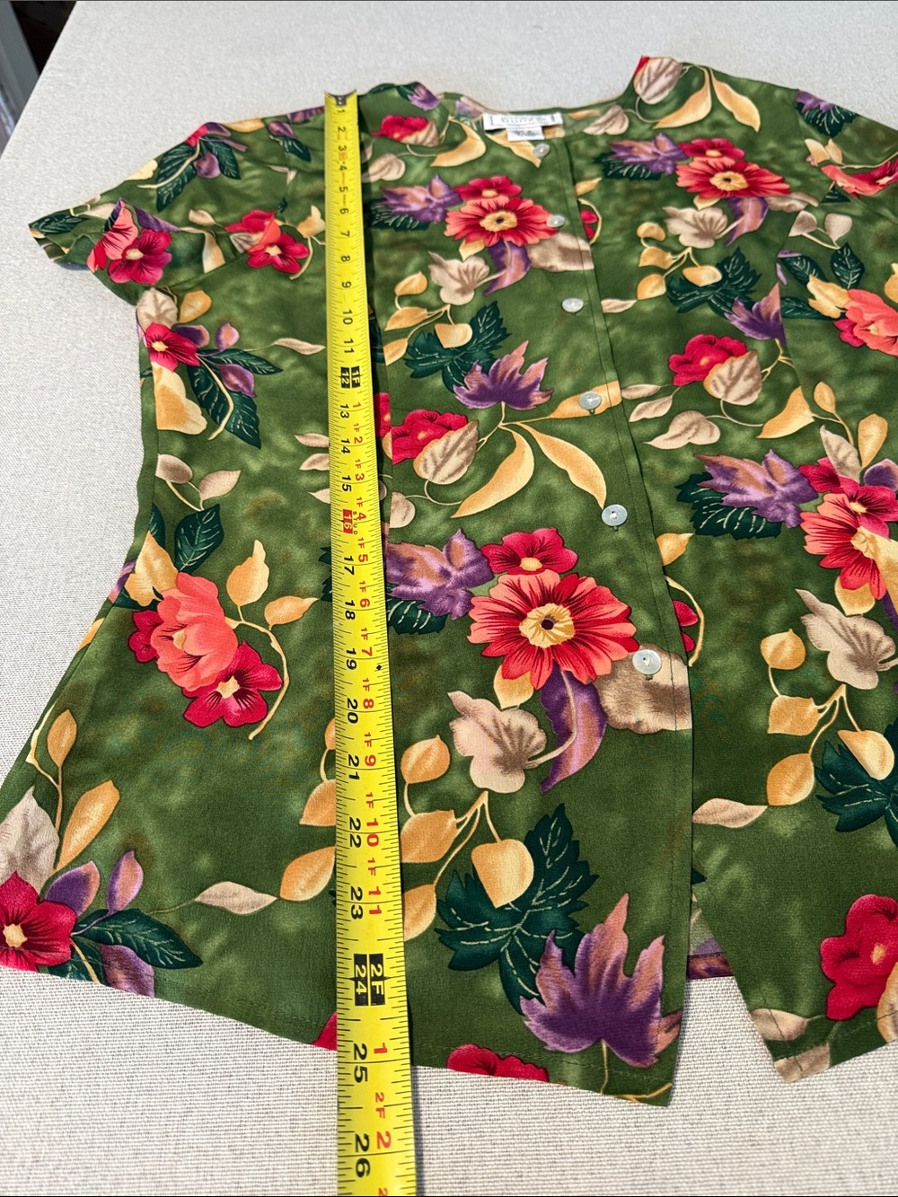 Jennifer Moore Green Floral Button-Front Women’s Top SZ8 - Picture 9 of 15